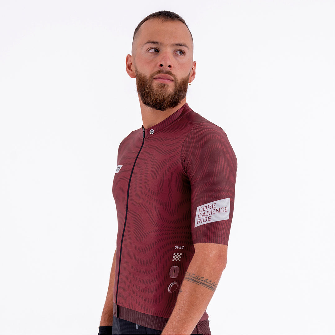 PLUMWIME BURGUNDY MEN’S SHORT SLEEVE CYCLING JERSEY