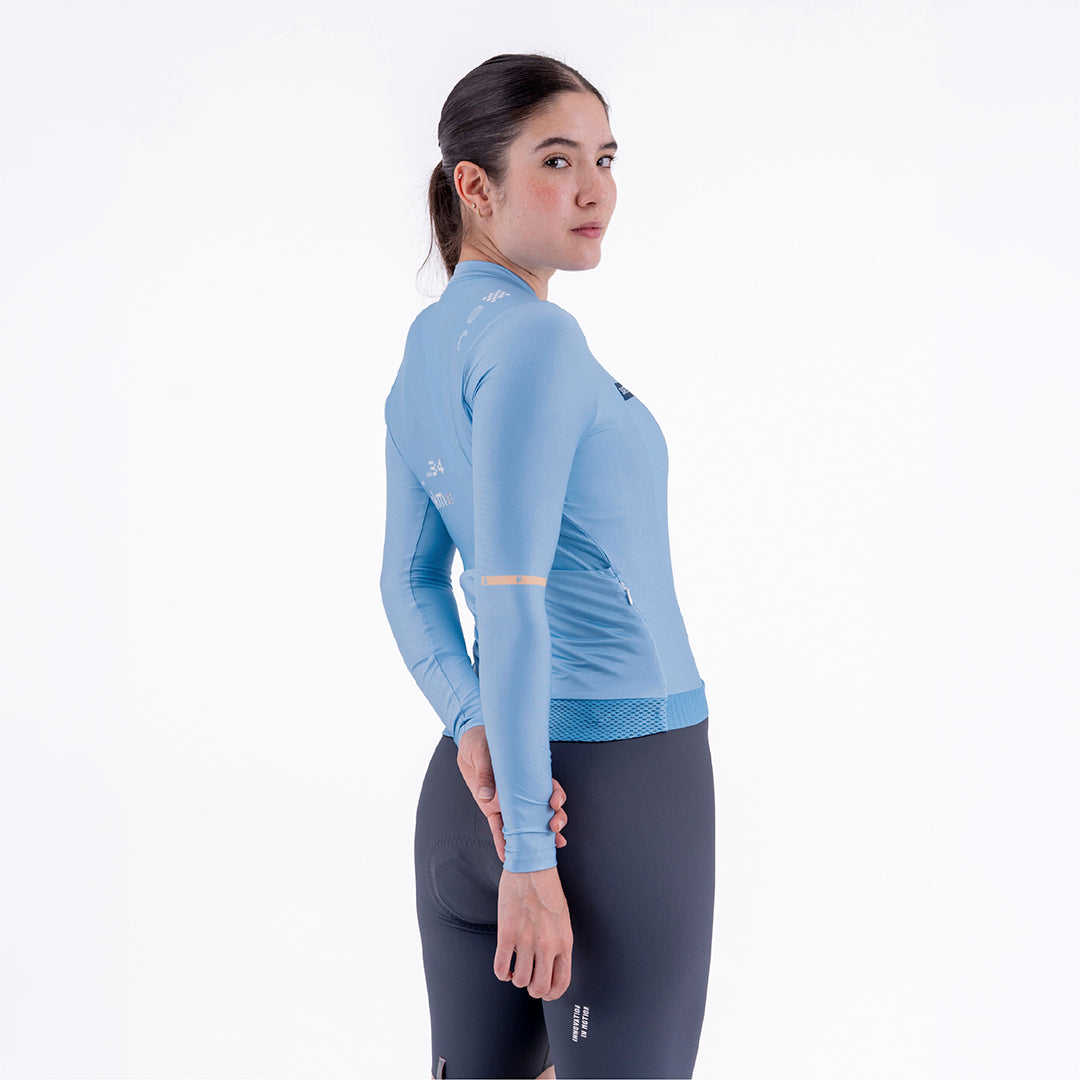 SOLID BLUE AURA WOMEN’S LONG SLEEVE CYCLING JERSEY