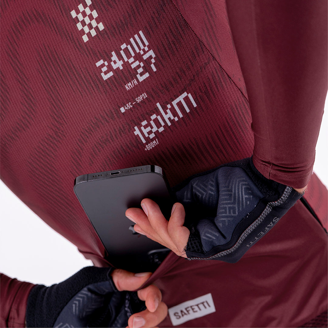 PLUMWIME BURGUNDY MEN’S LONG SLEEVE CYCLING JERSEY