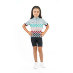 SQUARES SHORT SLEEVE CYCLING JERSEY FOR KIDS