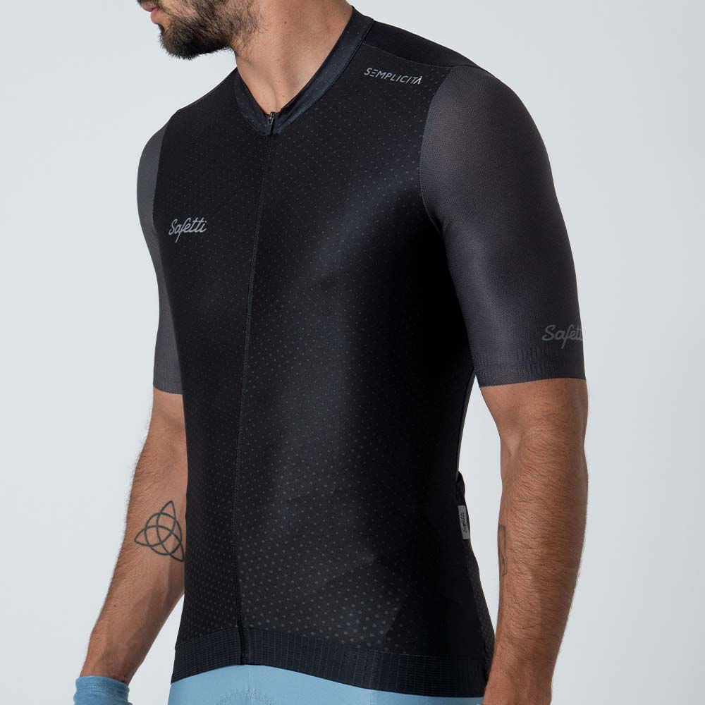 BLACK SHORT SLEEVE CYCLING JERSEY FOR MEN
