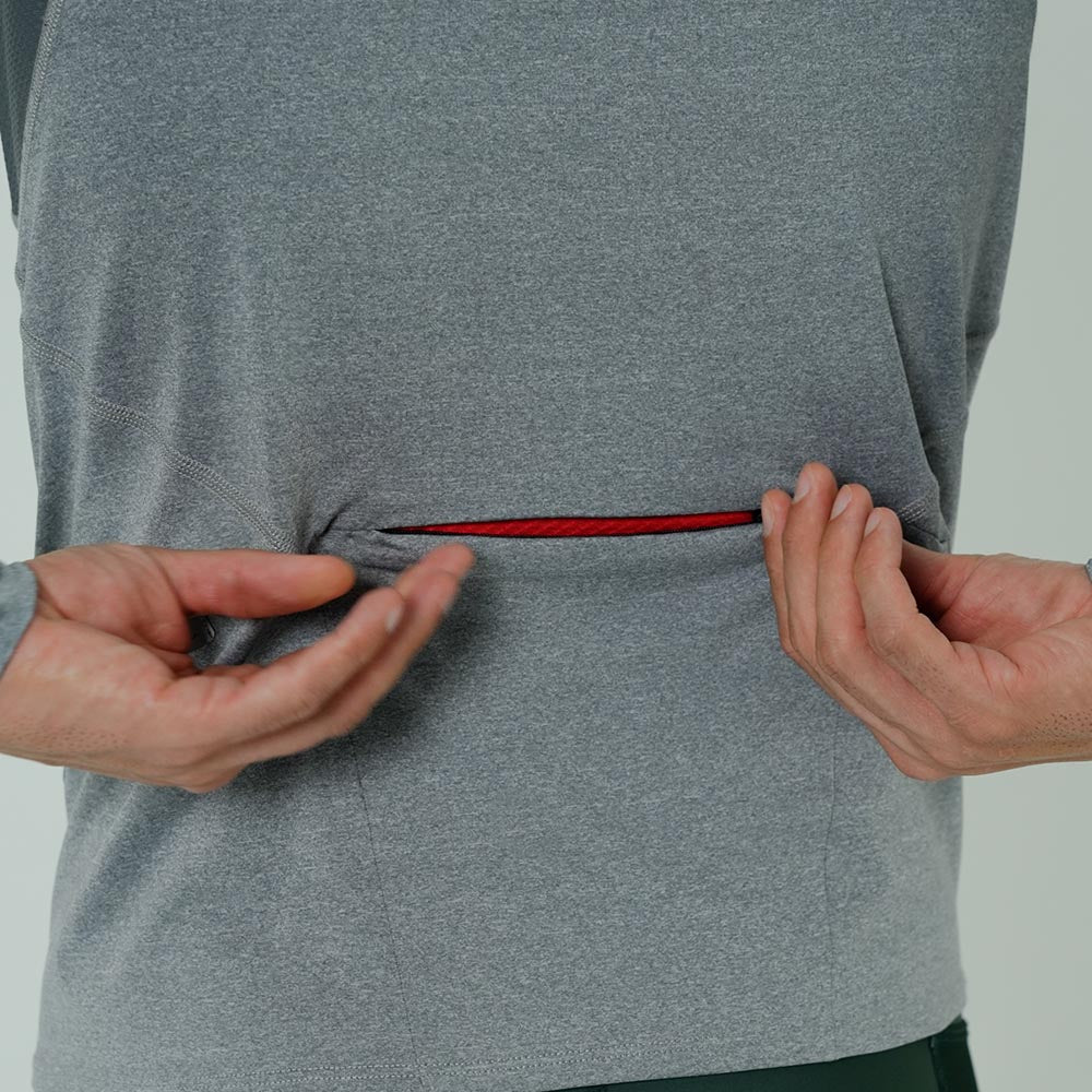 MEN'S ACTIVE GRAY SLEEVE RUNNING T-SHIRT