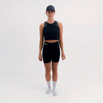 POCKET BLACK WOMEN'S RUNNING & PADEL CROP TOP