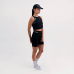 POCKET BLACK WOMEN'S RUNNING & PADEL CROP TOP