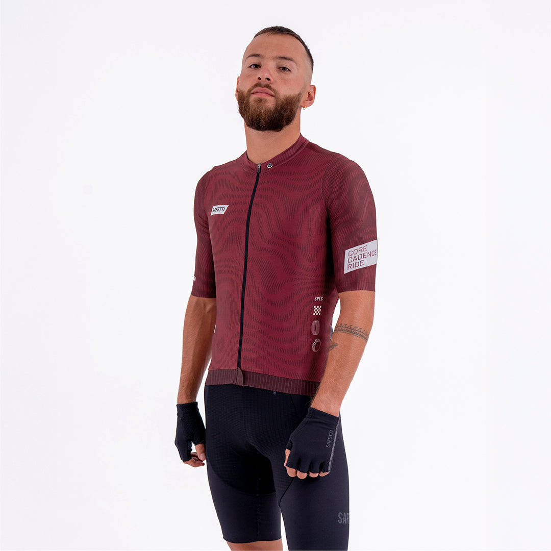 PLUMWIME BURGUNDY MEN’S SHORT SLEEVE CYCLING JERSEY