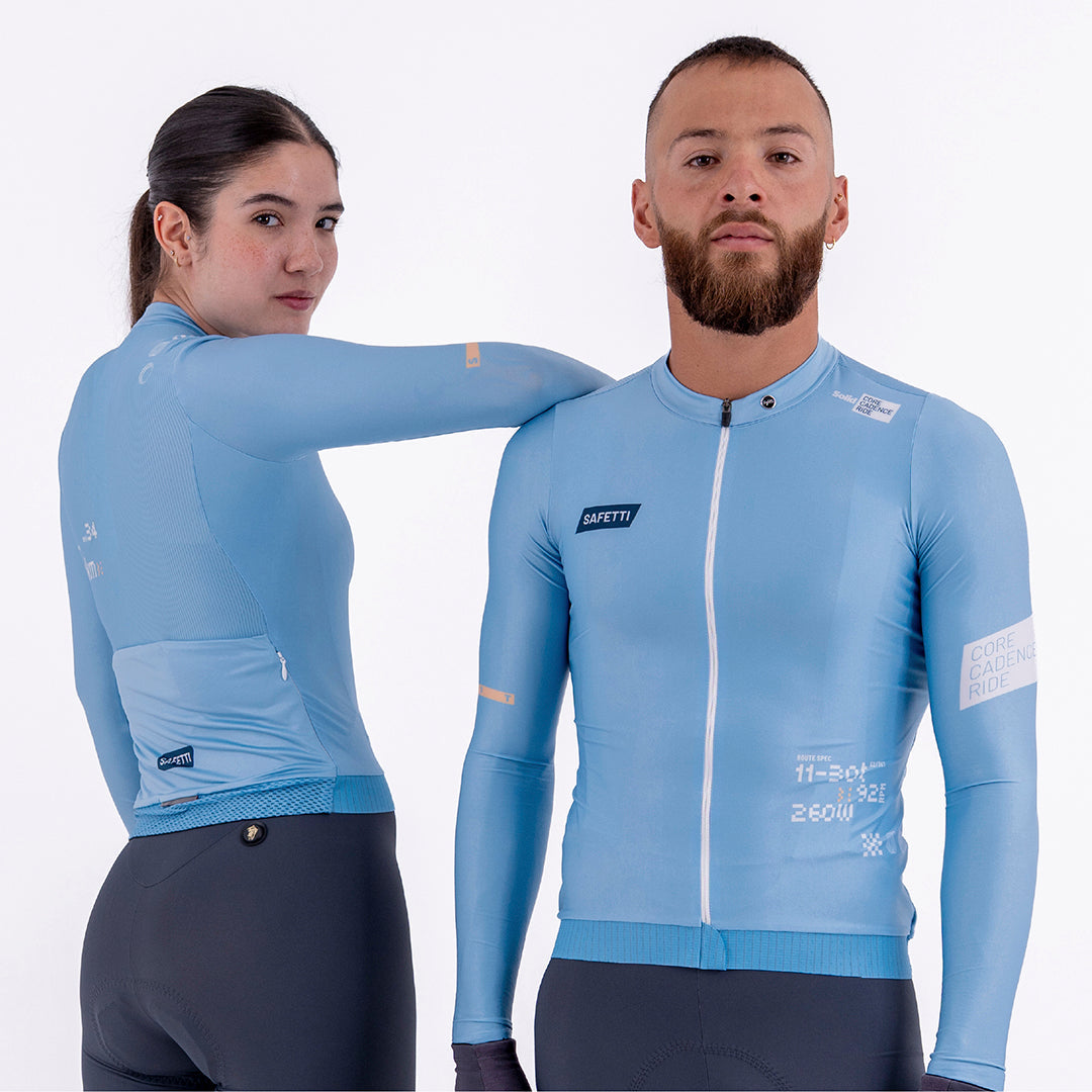 SOLID BLUE AURA WOMEN’S LONG SLEEVE CYCLING JERSEY