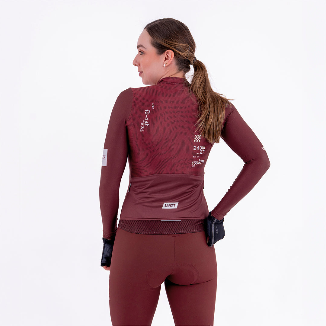 PLUMWIME BURGUNDY WOMEN’S LONG SLEEVE CYCLING JERSEY