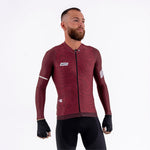 PLUMWIME BURGUNDY MEN’S LONG SLEEVE CYCLING JERSEY