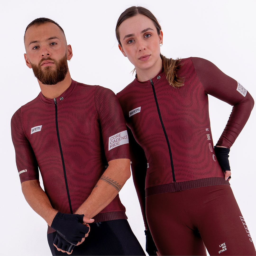 PLUMWIME BURGUNDY MEN’S LONG SLEEVE CYCLING JERSEY