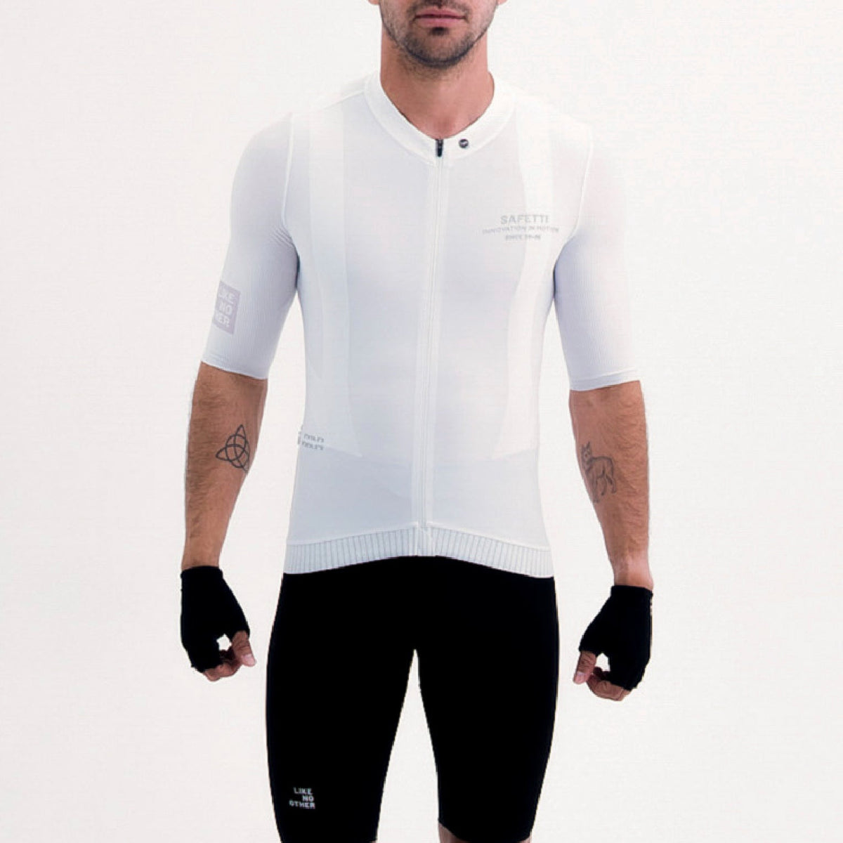 LATITUDE WHITE MEN'S SHORT SLEEVE CYCLING JERSEY