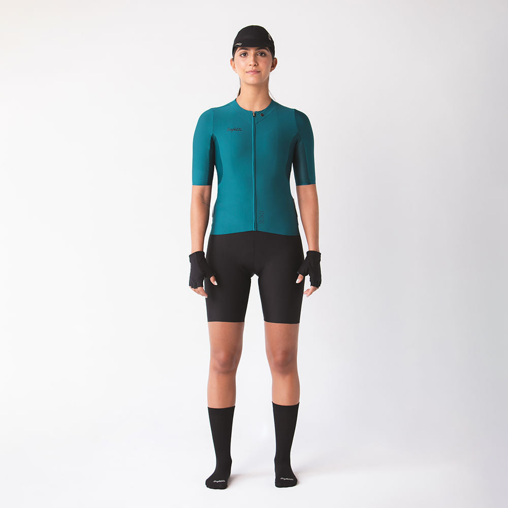 ESSENTIAL COLORS PETROL BLUE WOMEN'S SHORT SLEEVE CYCLING JERSEY