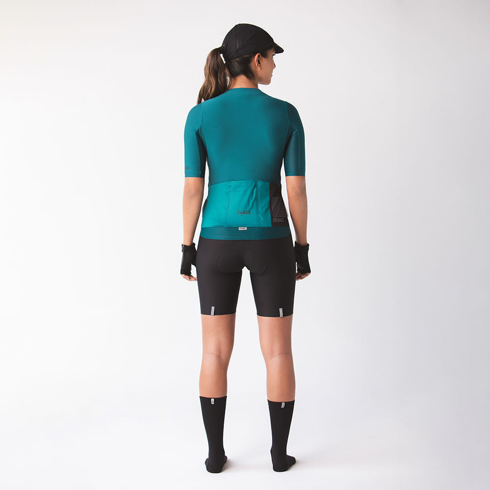 ESSENTIAL COLORS PETROL BLUE WOMEN'S SHORT SLEEVE CYCLING JERSEY