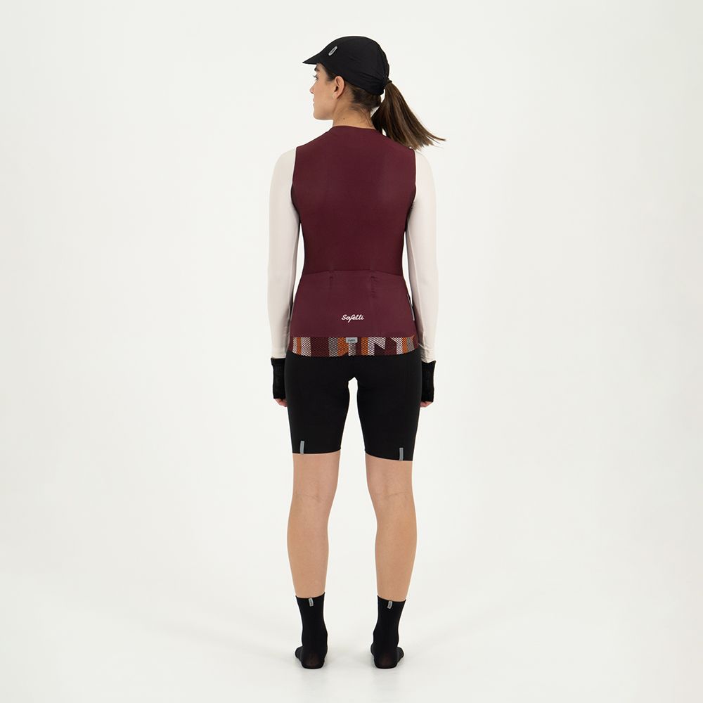 WOMEN'S IVORY WINE LONG SLEEVE CYCLING JERSEY