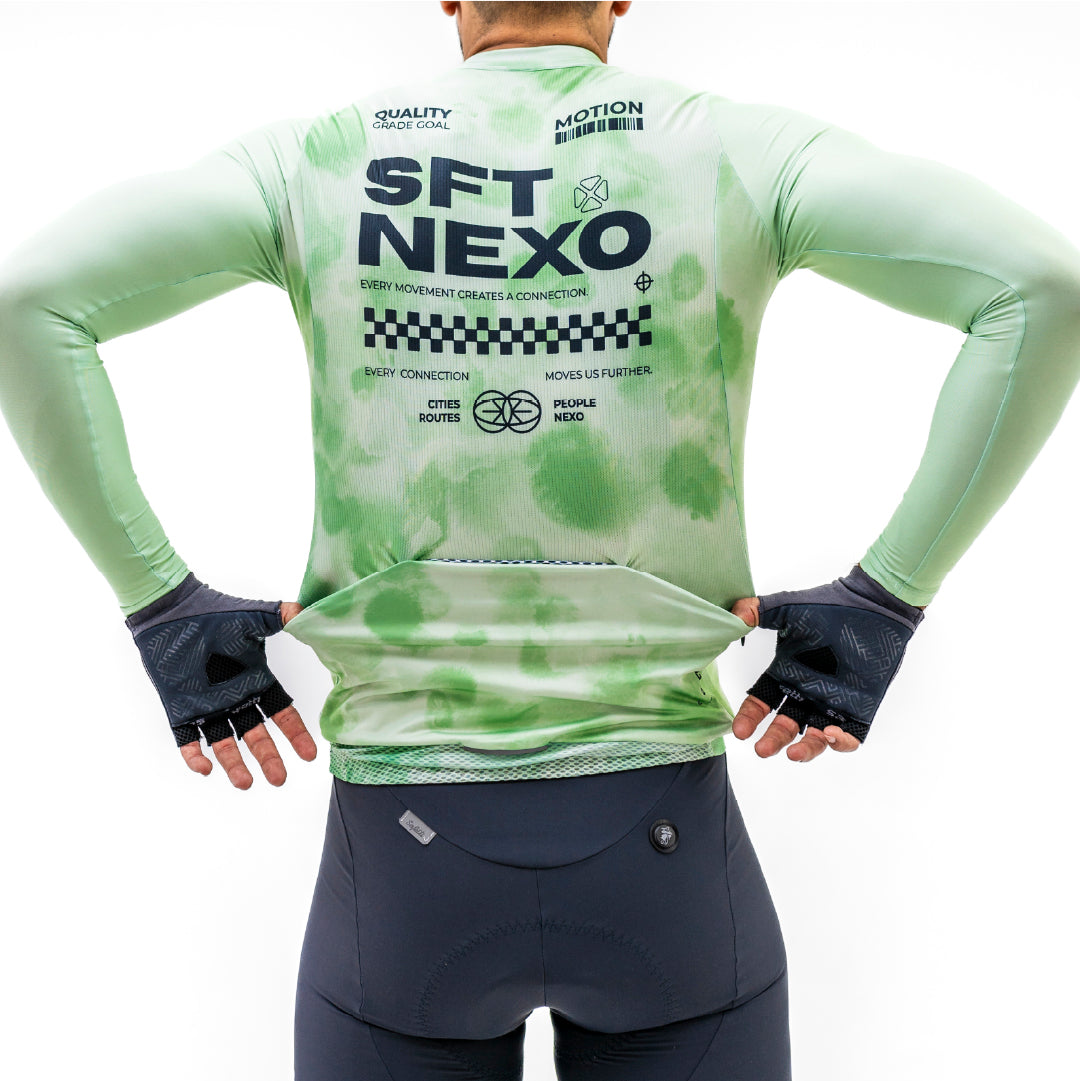 TIDE GREEN MEN’S LONG SLEEVE CYCLING JERSEY