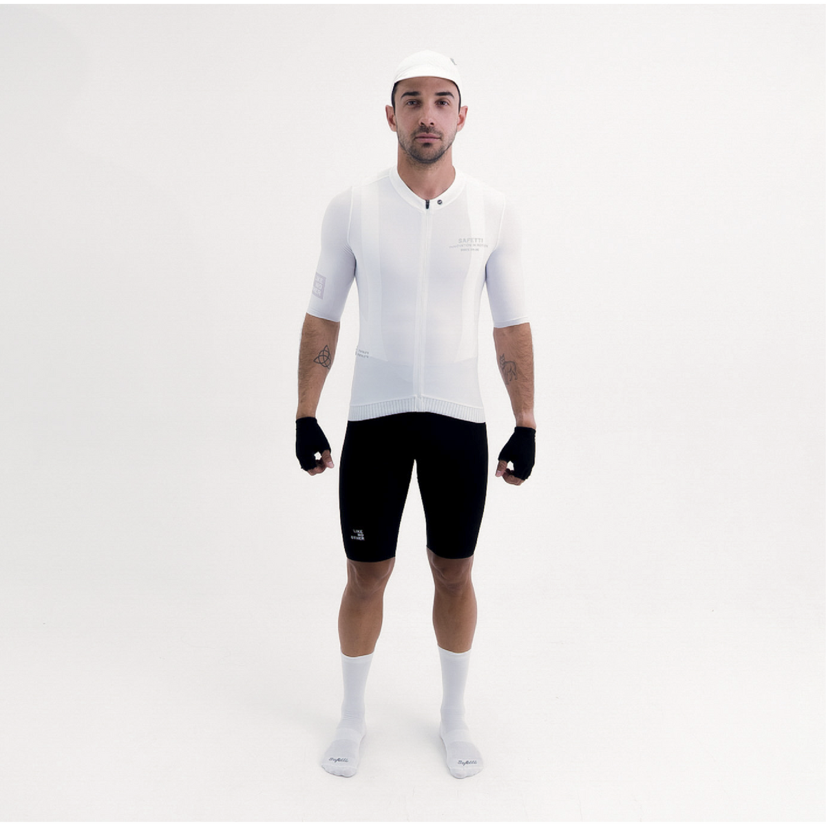 LATITUDE WHITE MEN'S SHORT SLEEVE CYCLING JERSEY