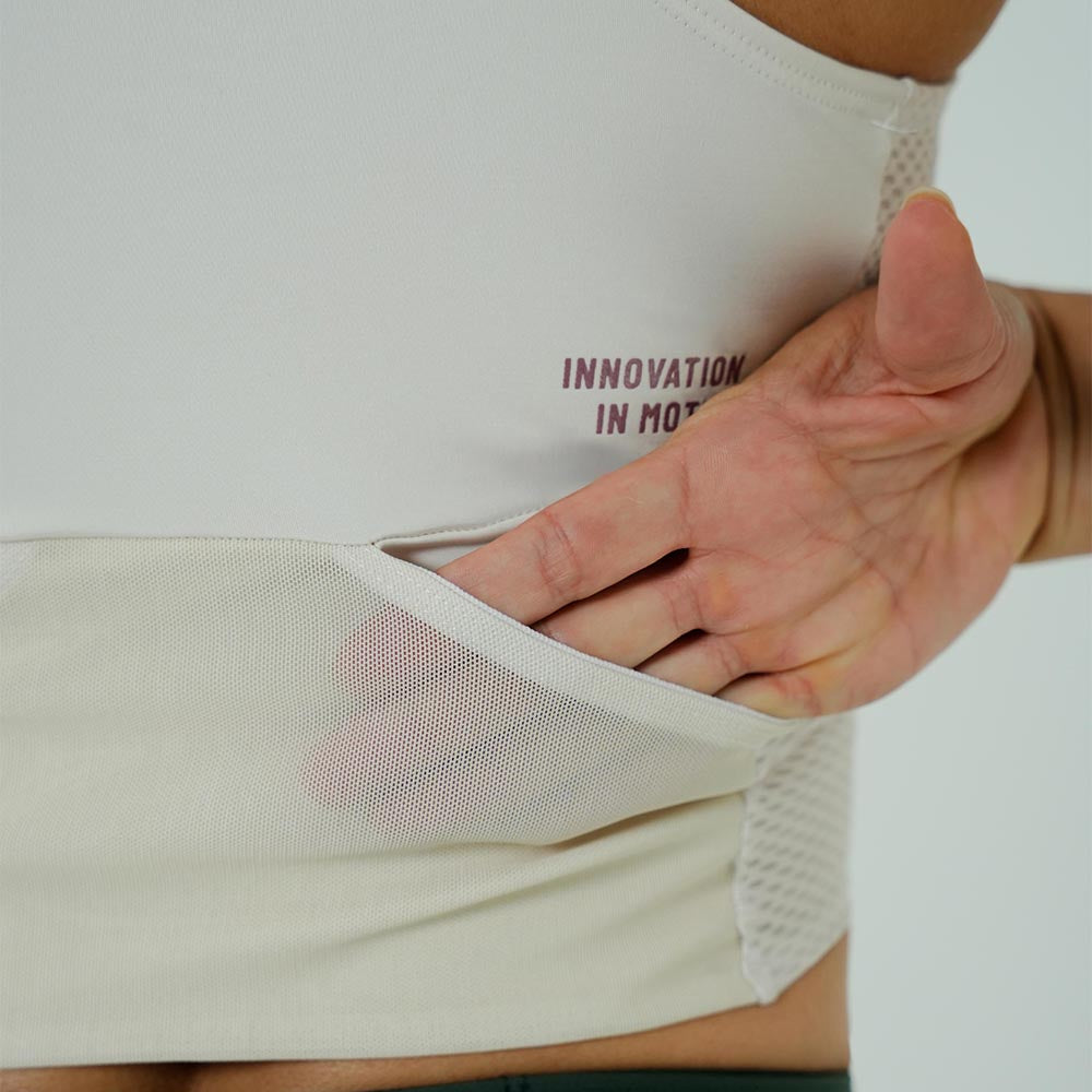 RUNNING/PADEL POCKET IVORY TOP FOR WOMEN