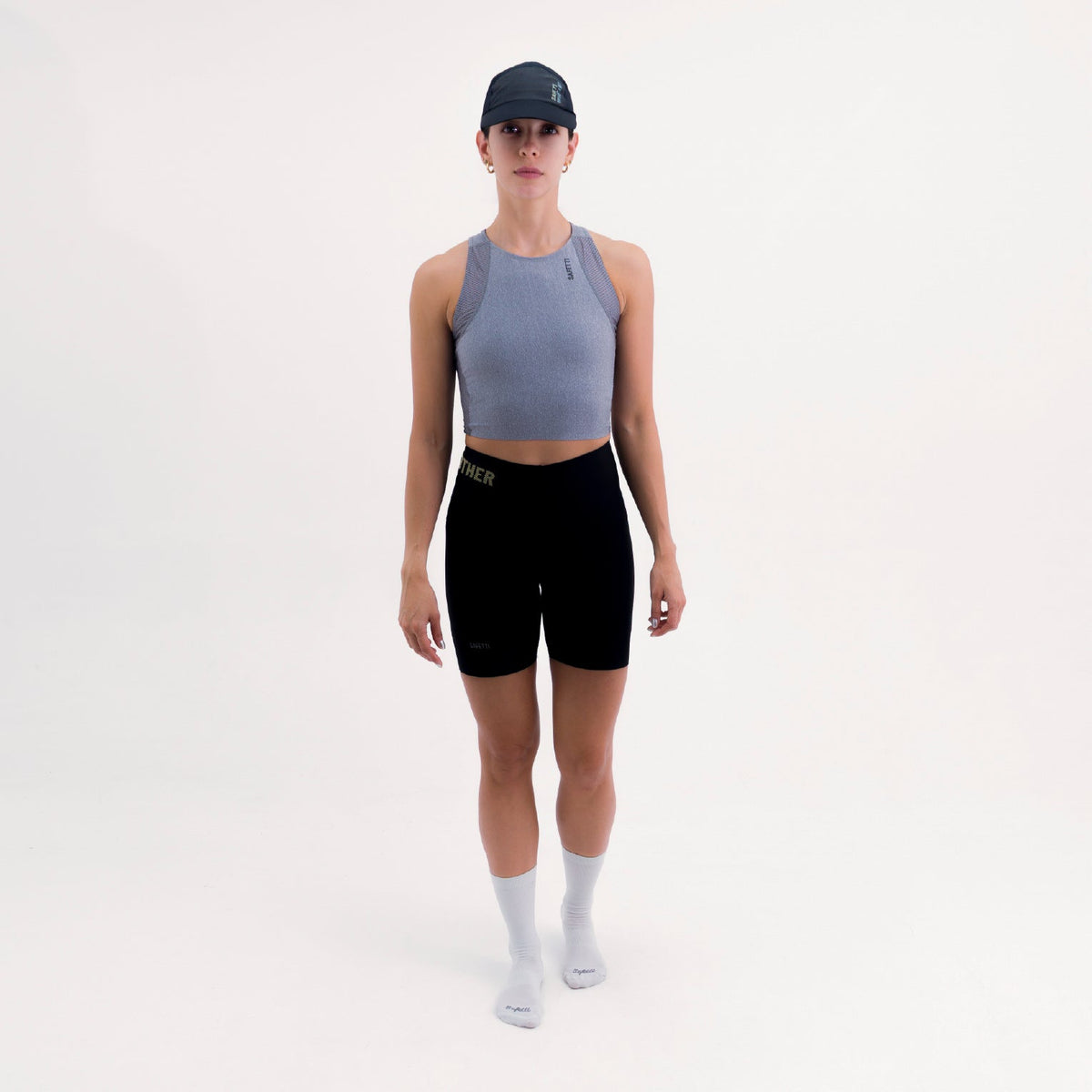 POCKET GRAY WOMEN'S RUNNING & PADEL CROP TOP