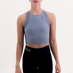 POCKET GRAY WOMEN'S RUNNING & PADEL CROP TOP