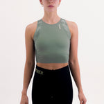 POCKET GREEN WOMEN'S RUNNING CROP TOP