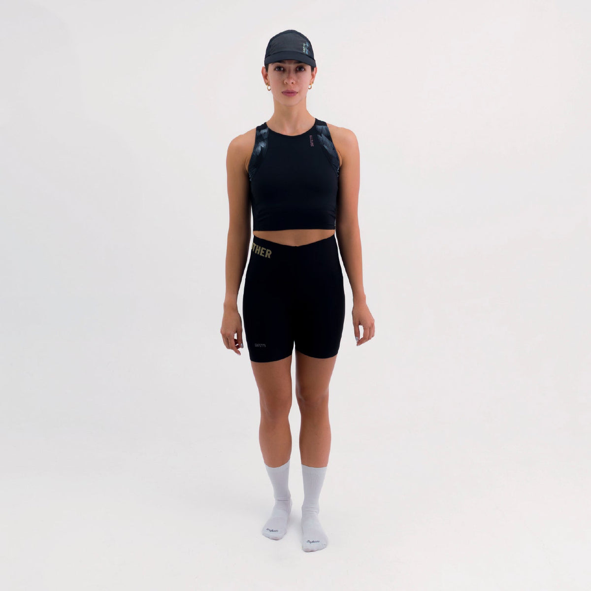 POCKET BLACK WOMEN'S RUNNING & PADEL CROP TOP