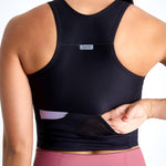RUNNING/PADEL POCKET BLACK TOP FOR WOMEN