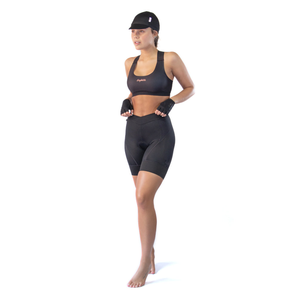 NAPOLES WOMEN'S BLACK BIB SHORTS WITHOUT STRAP