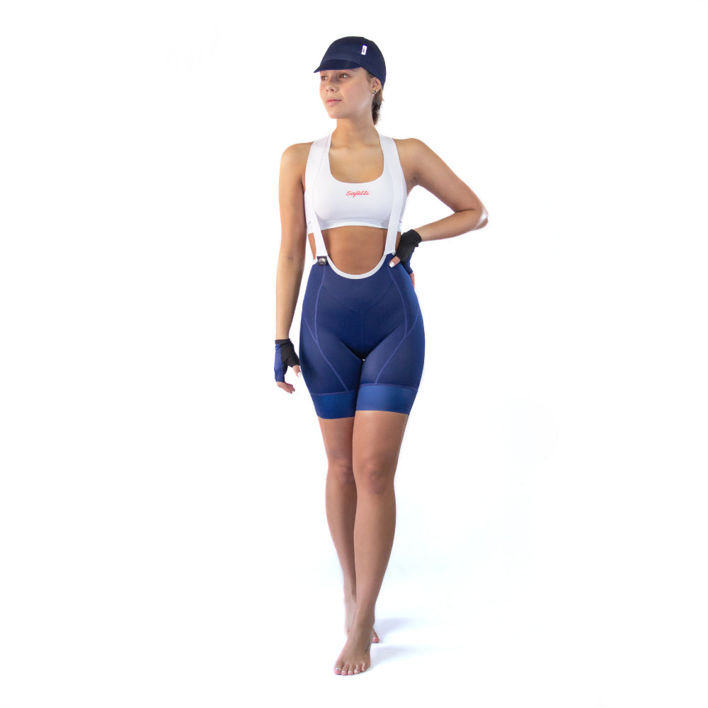 BLUE WOMEN'S BIB SHORTS WITH NAPLES STRAP