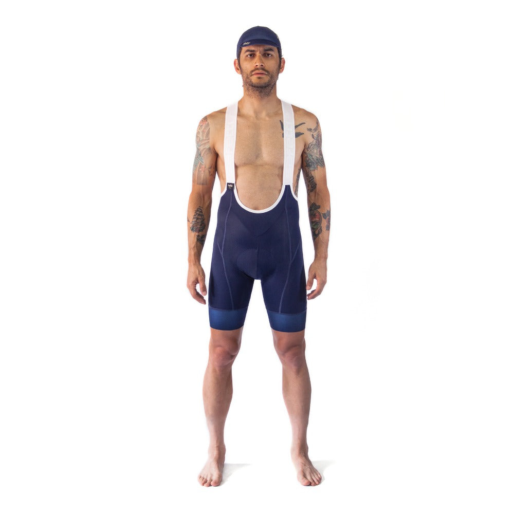 MEN'S BLUE BIB SHORTS WITH NAPLES STRAP